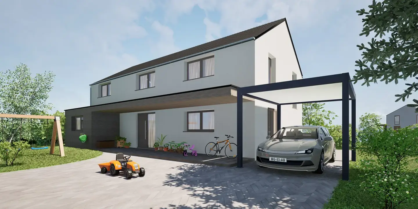 Carport adossé aluminium Ivor - protection véhicules