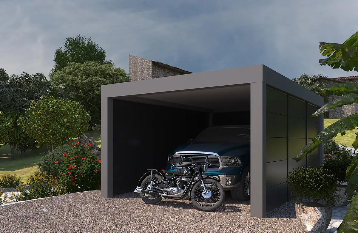 Carport autoportant aluminium Conor gris aluminium