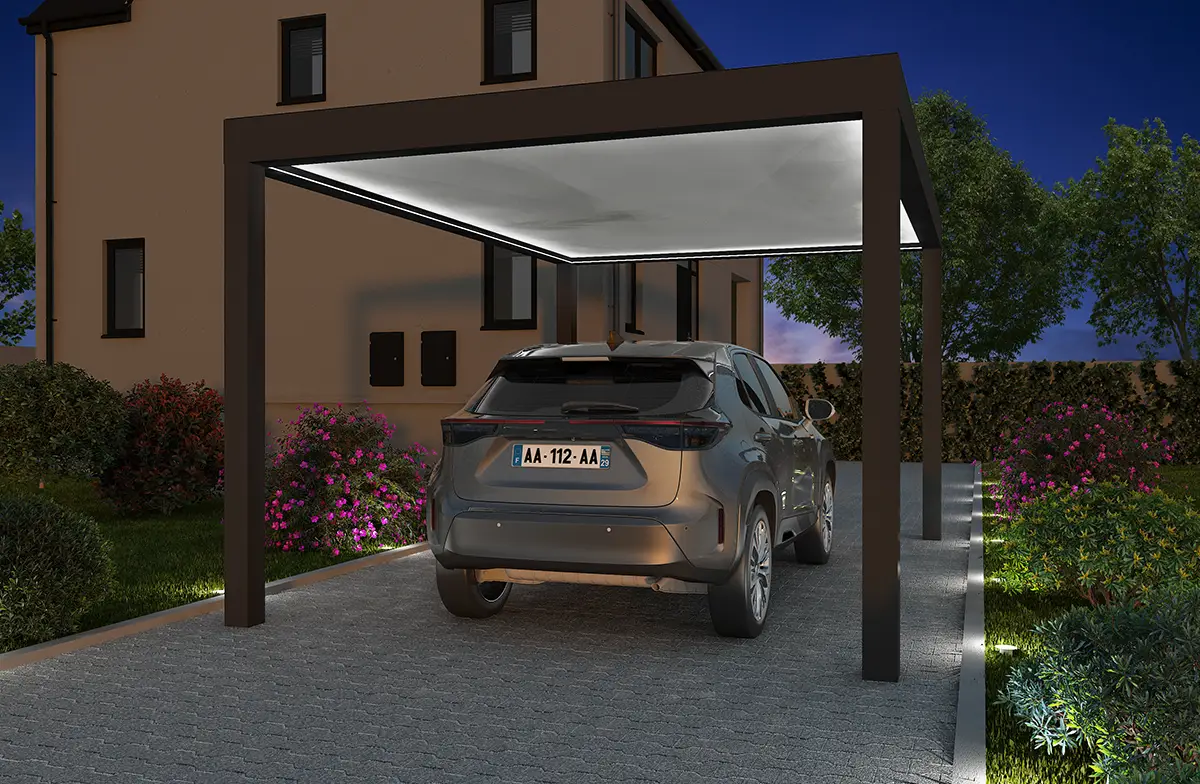 Carport autoportant aluminium Trevor blanc
