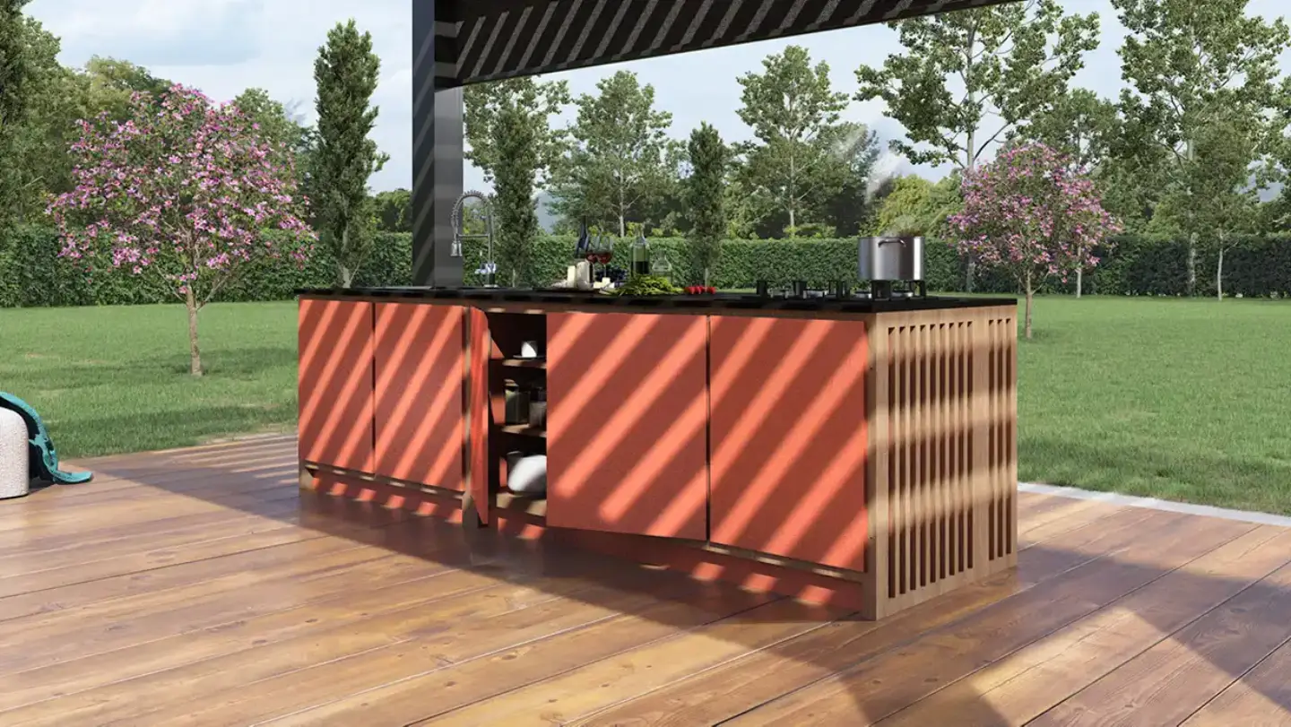 Cuisine modulable Kanell Kostum terracotta, vue d'ensemble